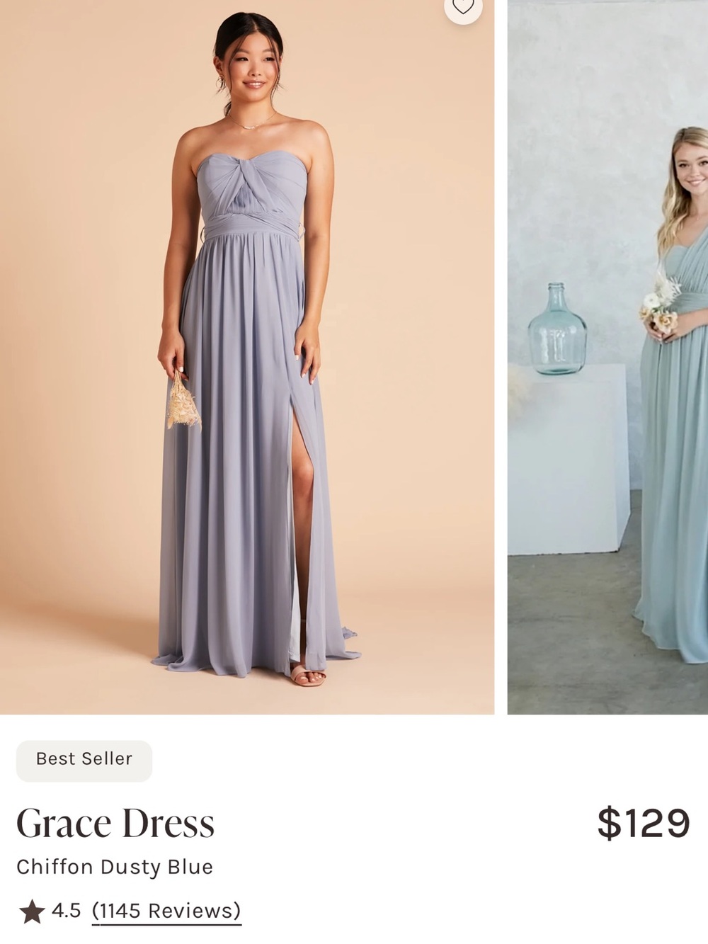 Birdy Grey GRACE Convertible Dusty Blue Chiffon Formal Dress Gown Medium NWT